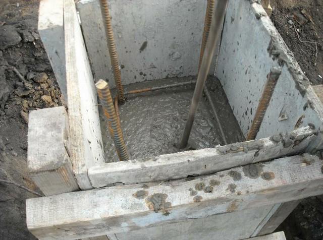 Наполнение опалубки бетоном