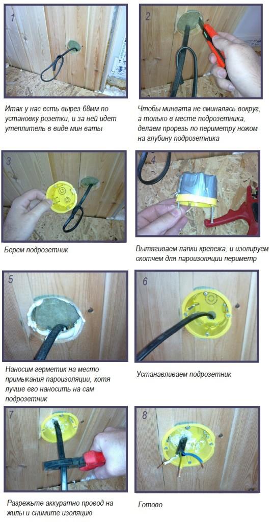 Инструкция по монтажу подрозетника в бане