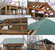 Пример этапо строительства двускатной крыши уборной