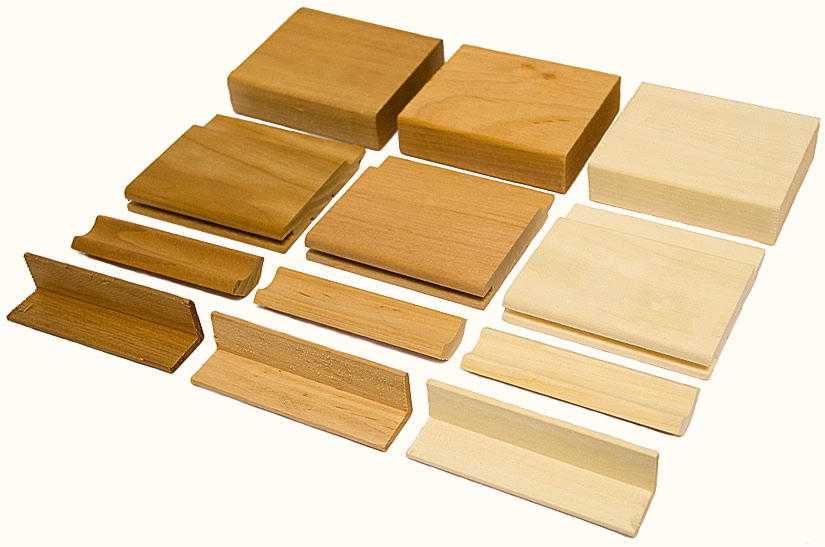 Комплект образцов деревянных материалов разных пород дерева для бань